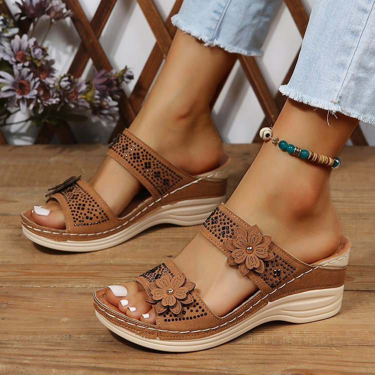 Sandali da donna grandi dimensioni casuali sandali da donna con zeppa a forma di fiore_voghion.com