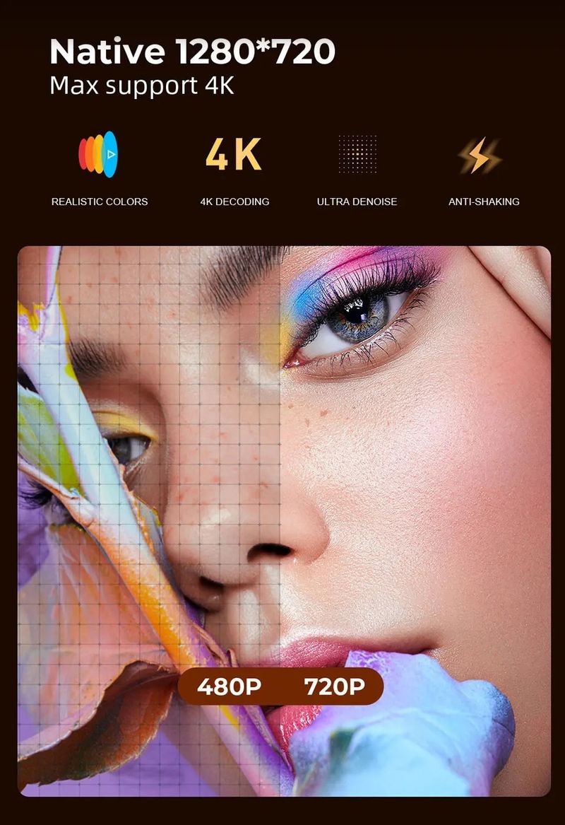 Proiettore portatile k2: 1080P, supporto 4K, Android 11.0, WiFi/Bluetooth, batteria a lunga durata, messa a fuoco automatica e Keystone_voghion.com