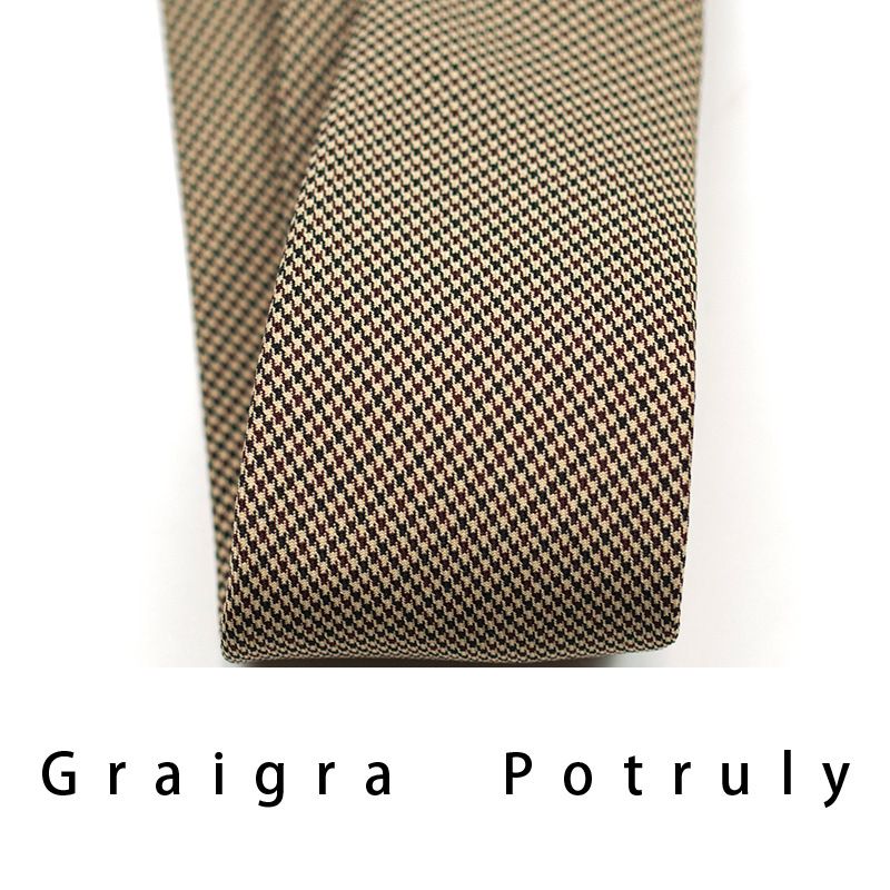 Abito e cravatta pied de poule da uomo, cravatta casual grigio marrone da 7,5 cm, moda scozzese da lavoro retrò per donna_voghion.com