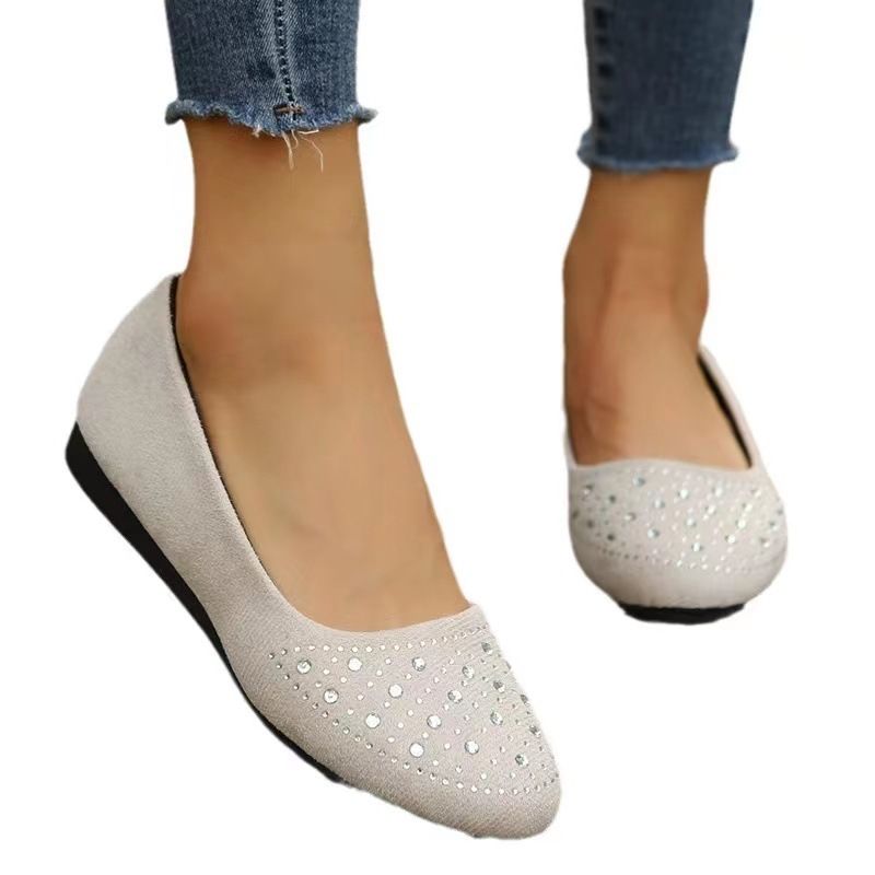 2025 Spring And Autumn Edition Matte Round Head Water Diamond Flat Bottom Casual Large Single Shoe Women's Shoes_voghion.com