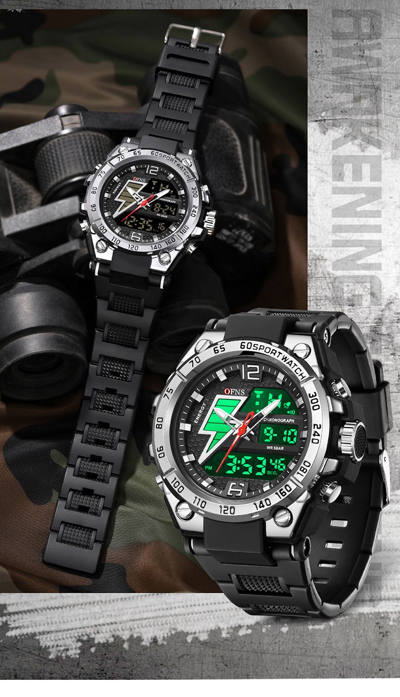 Men's Digital Watch Dual Display Trend Multi-functional Student Watch Outdoor Sports Watch_voghion.com