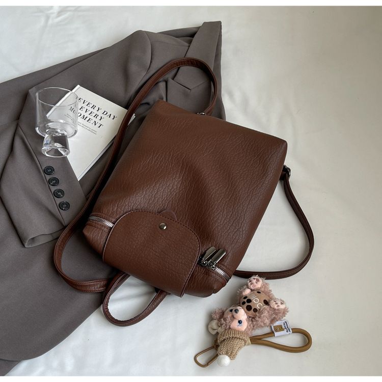 Korean version niche 2024 new dragon bags Xiang trendy fashion student large capacity soft leather backpack_voghion.com