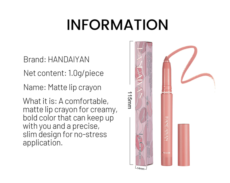 HANDAIYAN, creion de buze mat, fără pete, cu dublă utilizare, ruj, luciu de buze_voghion.com
