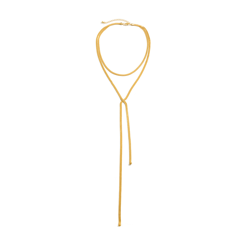 Dames sieraden hiphop metalen wind snake bone chain ketting trend geometrisch lang geweven sleutelbeen ketting_voghion.com