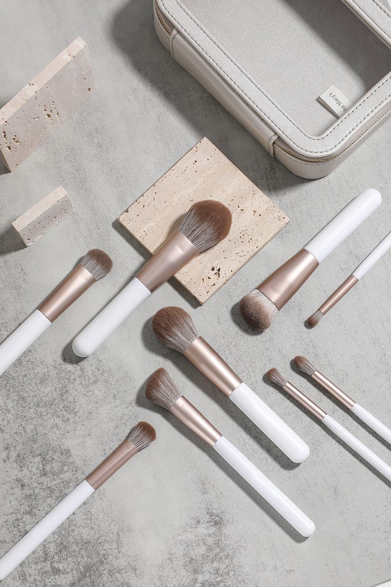 18-teiliges Make-up-Pinsel-Set, perlweiß, Beauty-Tools, High-End-Make-up-Pinsel aus superweichem Haar, schnelltrocknend_voghion.com