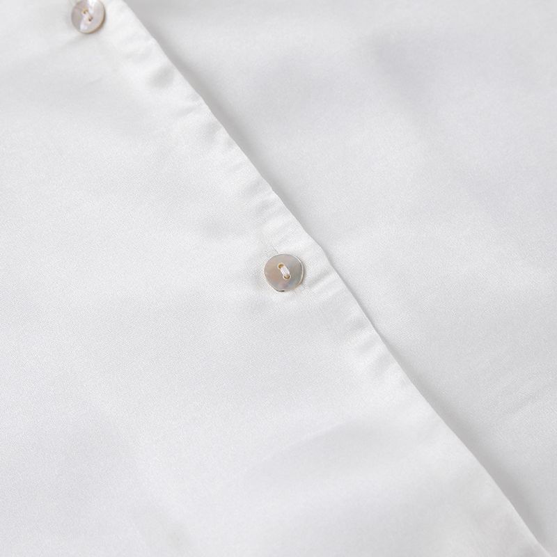 Weiße Strickjacke mit langen Ärmeln, Federhose, Pyjama, zweiteiliges Set, hautfreundliche, weiche Damen-Hauskleidung_voghion.com