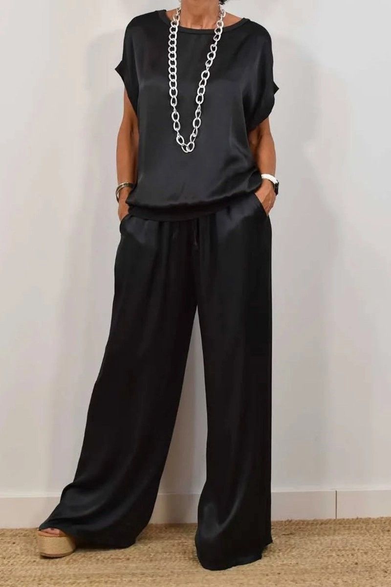 Ropa de mujer Primavera y verano Nueva camisa suelta Pantalones anchos Traje casual_voghion.com