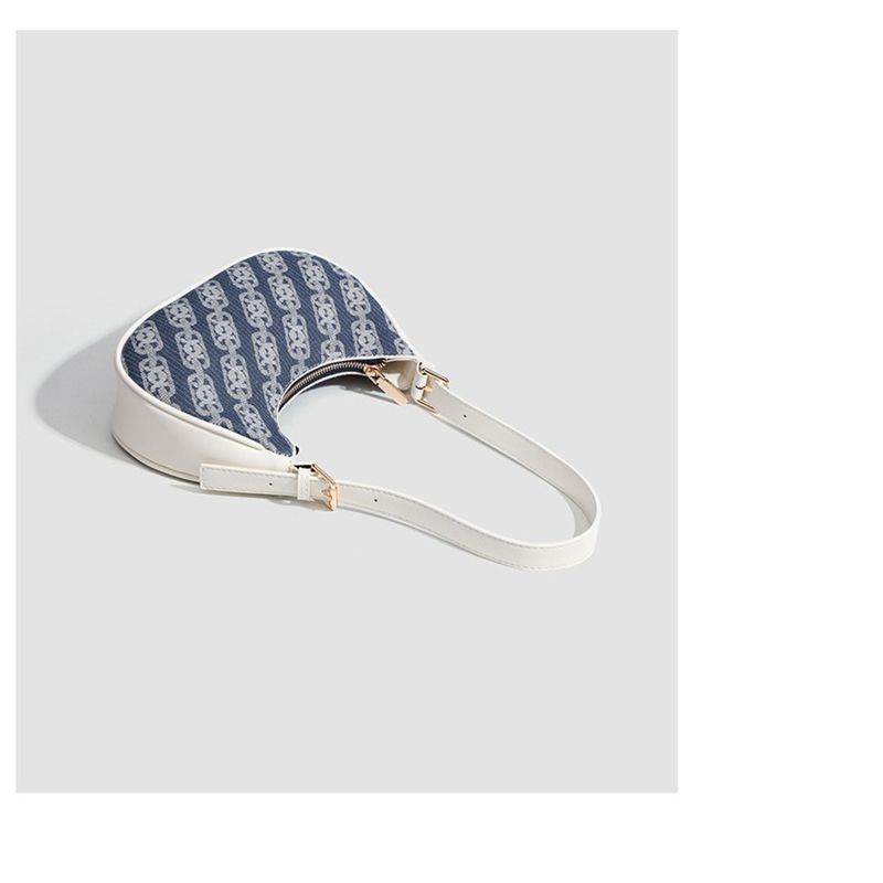 Niche Design Chain Lock Printed Handbag Shoulder High Quality Textured Women's Simple Casual Crescent Bag 2025 Spring_voghion.com