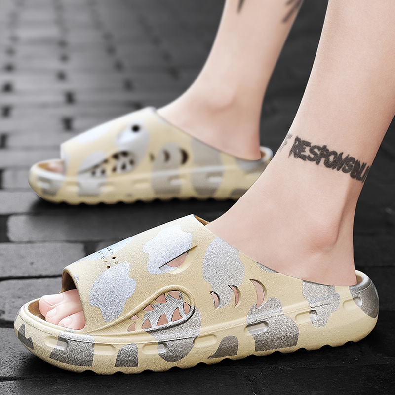 Men Slippers External Wear Sandals Open Toe Pillow Beach Slippers for Summer Soft Foam Sliders Slip Comfy_voghion.com