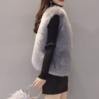 Gilet matelassé en fausse fourrure pour femme – Doudoune courte sans manches au toucher velours luxueux (S-2XL) – Vêtement d'extérieur gris élégant pour superposer les vêtements d'hiver_voghion.com