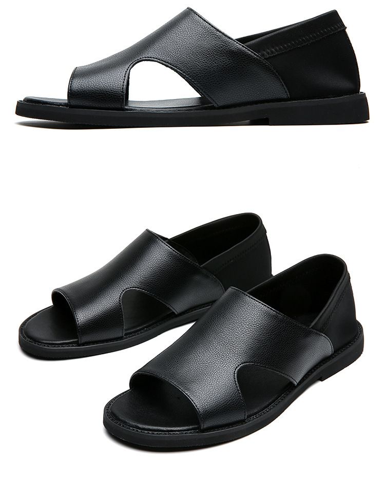 Driving Sandals Multi-purpose Mens Trend Korean Roman Cowhide Beach Shoes Large_voghion.com