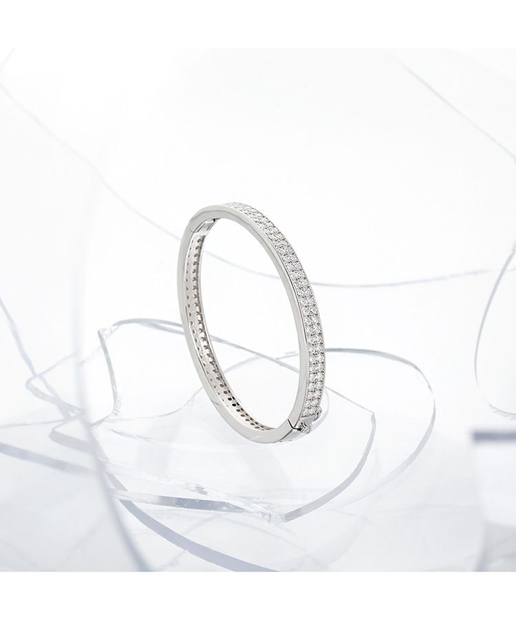 Women's Jewelry Oval Tennis Bracelet With Moissanite Stones, 925 Sterling Silver Minimalist Luxury Cuff Bangle For Everyday Wear & Gift Giving_voghion.com