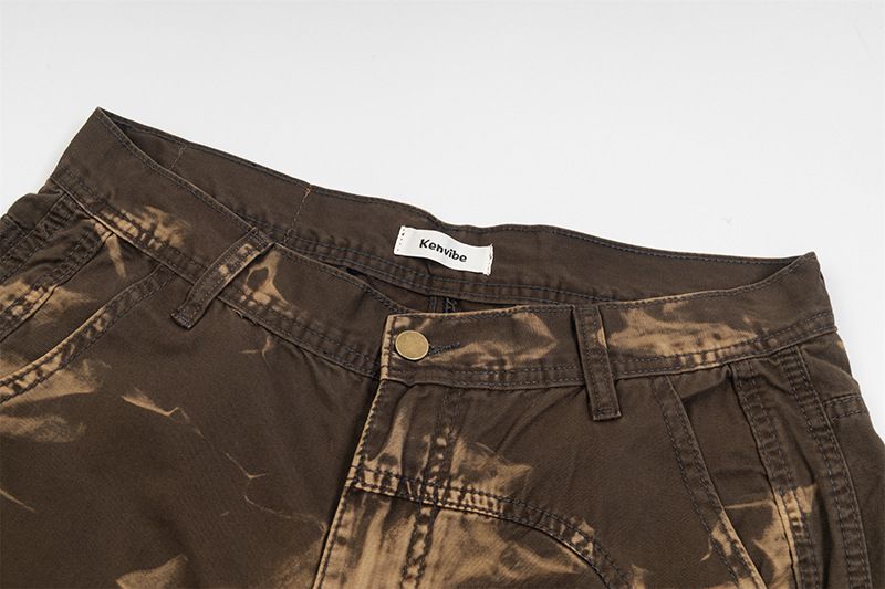 Herrenbekleidung High Street Hip Hop Vibe Schlanker Funktionsoverall für Damen und Herren mit Retro-Flammendesign und locker ausgestellter Jeanshose_voghion.com