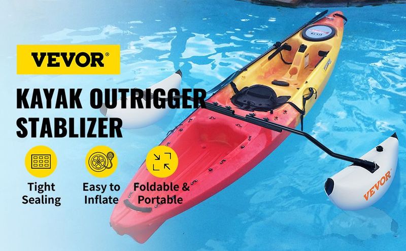 VEVOR Kayak Outrigger Stabilizers, 2 PCS, PVC Inflatable Outrigger Float With Sidekick Arms Rod, Standing Float Stabilizer System Kit For Kayaks, Canoes, Fishing Boats_voghion.com
