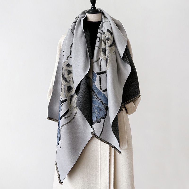 2024 Nuovo contrasto di colore del loto Autunno e sciarpa di cashmere bifacciale Inverno Calore di lusso_voghion.com