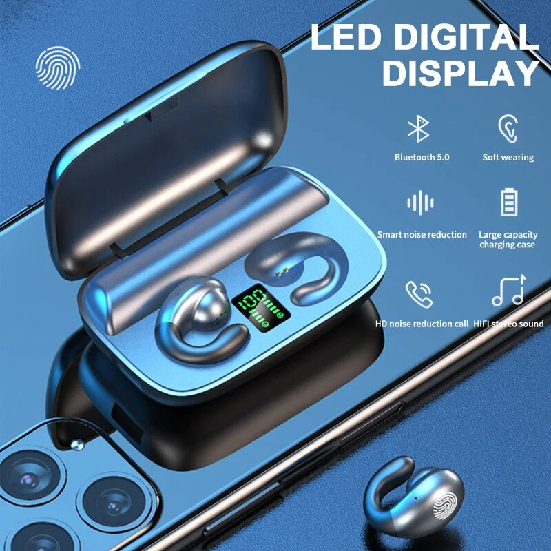 Benledning Bluetooth-hörlurar Örhänge Trådlösa hörlurar Öronklämma med mikrofon hörlurar HiFi Stereo Sport Vattentäta Headset_voghion.com