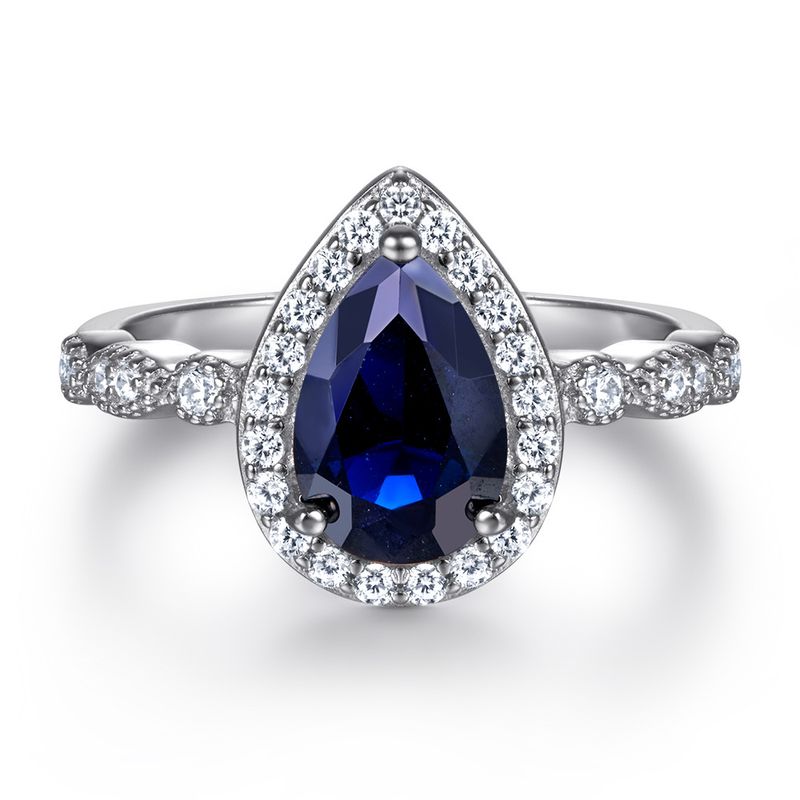 S925 Sterling Silver Ring Set – Teardrop Gemstone Light Luxury Jewelry For Women_voghion.com