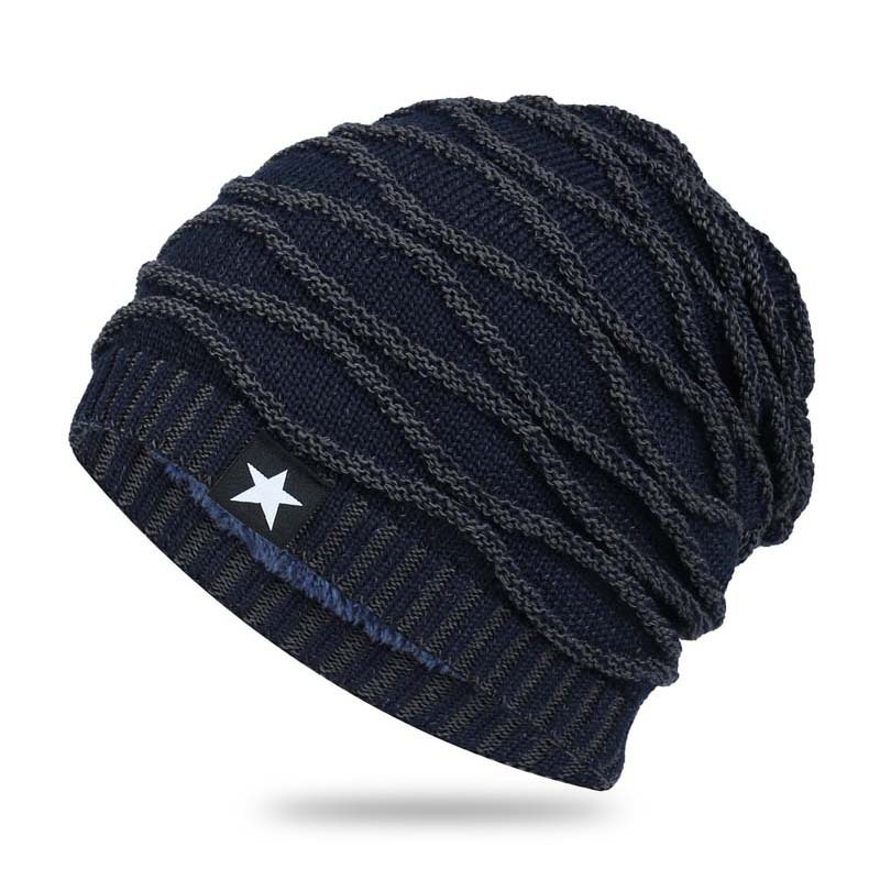 Men's Winter Knit Fleece-Lined Beanie Hat_voghion.com