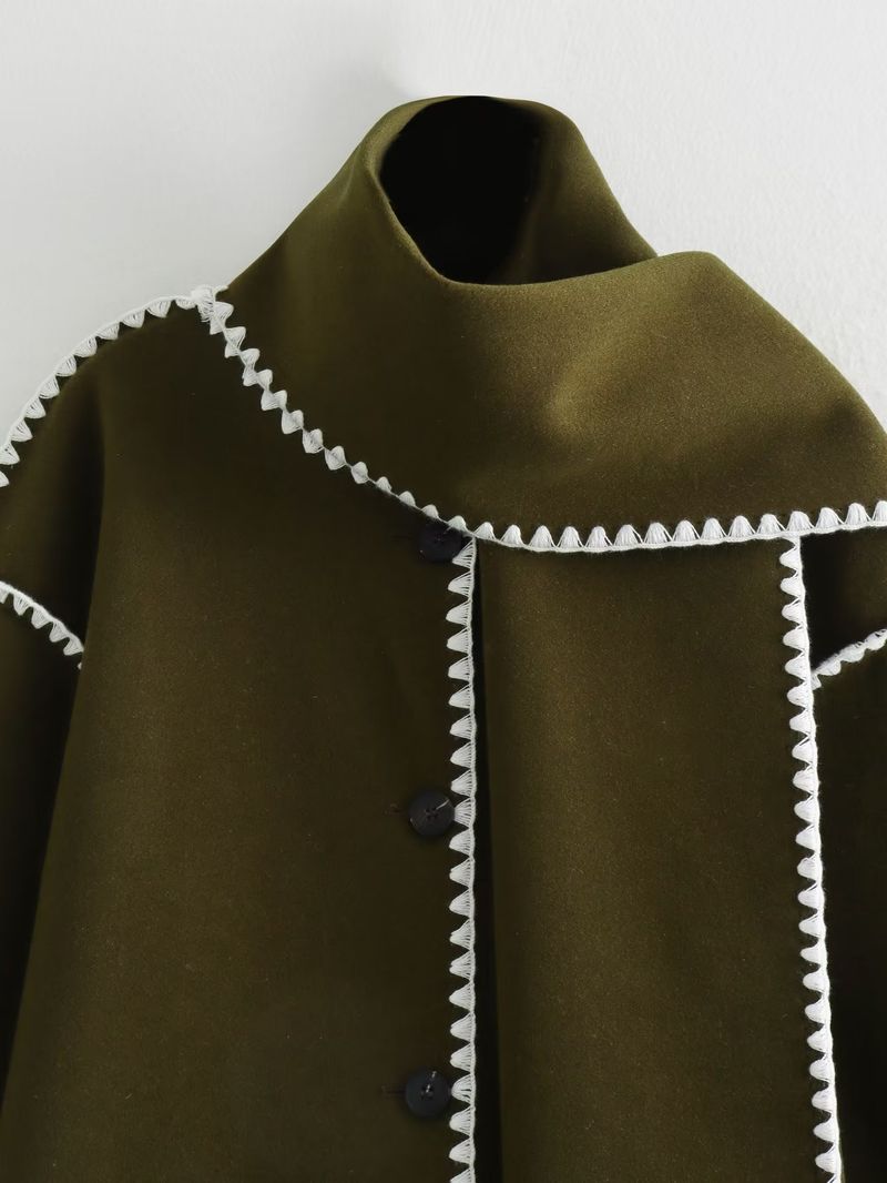 Nouveau design de vêtements pour femmes, décoration d'écharpe de niche, veste en laine ample patchwork_voghion.com