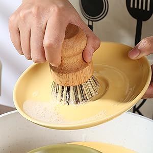 Confezione da 3 spazzole in bambù per pentole - Lavabili in lavastoviglie - Padella in palma_voghion.com