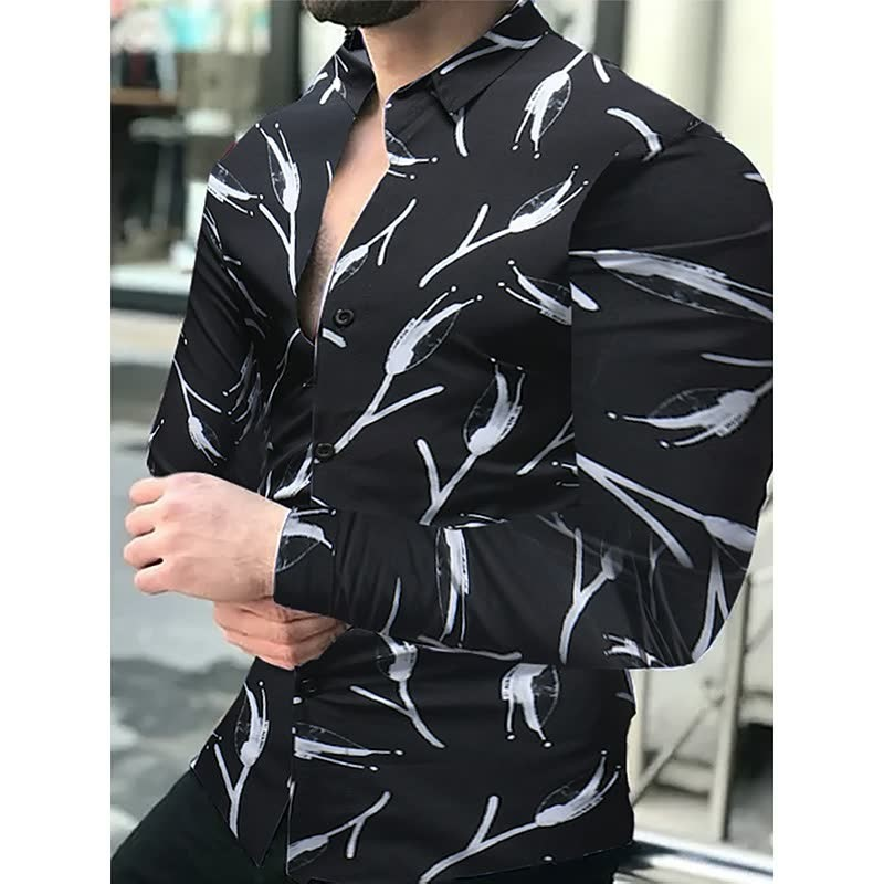 2024 Summer Neit Männer Jugend 3D Gedréckt Leopardmuster Revers Casual Laangärm Hemd_voghion.com