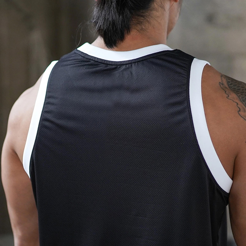 Canotta fitness da uomo muscolosa, abbigliamento traspirante in rete ad asciugatura rapida, canotta elastica senza maniche_voghion.com