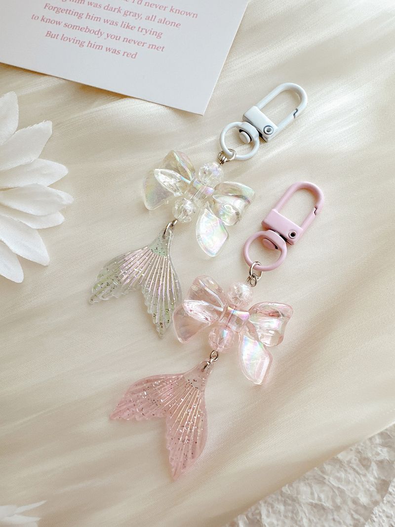Creative Gift Bow Glitter Fish Tail Key Chain Phone Case Decorative Charm Small Pendant_voghion.com
