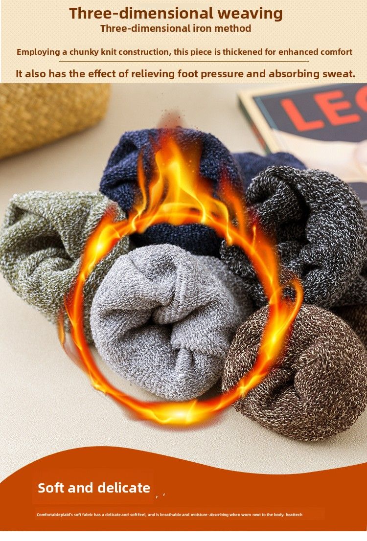 5 Pairs Of Men's Winter Velvet Thickened Socks Warm Terry Socks Retro Towel Socks Medium Tube Floor Socks Cotton Socks_voghion.com
