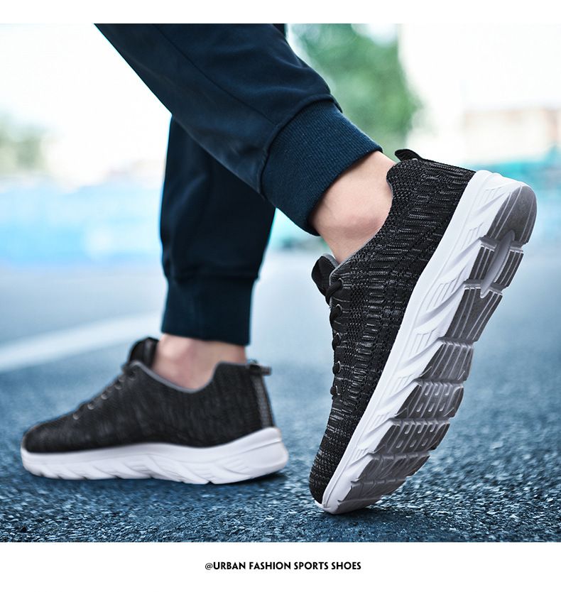 Scarpe da ginnastica da uomo alla moda in maglia con lacci, scarpe da ginnastica da passeggio per corsa atletica all'aperto_voghion.com