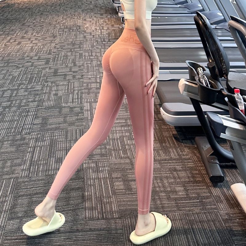 LazyZoom Fitness No Embarrassment Line Yoga Set High Waist Hip Lift Running Spring Autumn Sports Tight Long Pants_voghion.com