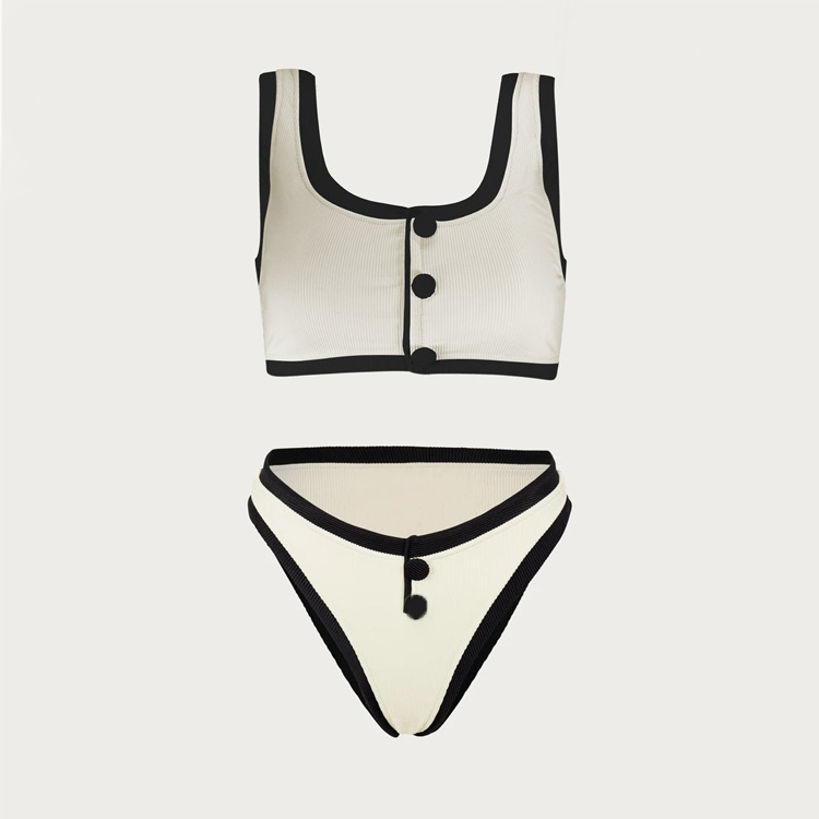 Women's Clothing High Grade Split Swimsuit Female Style Button Decoration_voghion.com