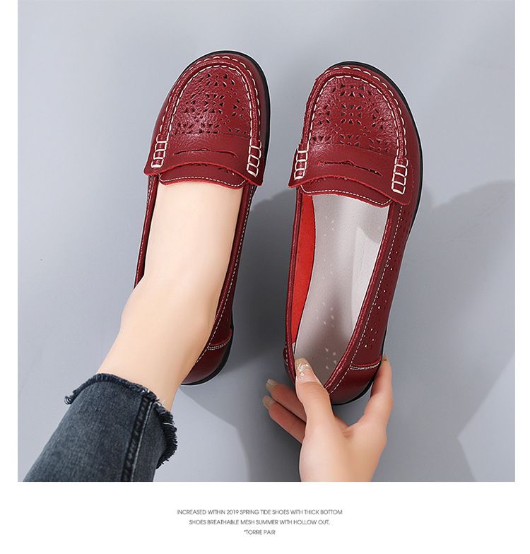 2024 Neue Krankenschwester Casual Hollow Damen Single Bean Mom's Schuhe, Kuhmuskelsohlen_voghion.com