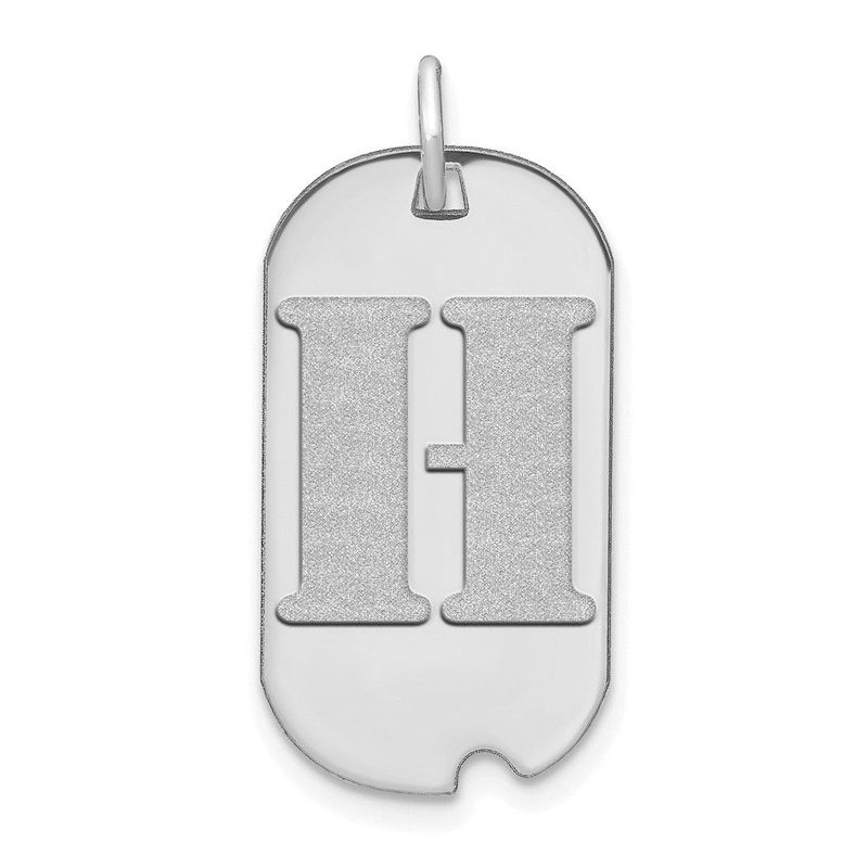 14kw Polished Letter H Initial Dog Tag Pendant_voghion.com