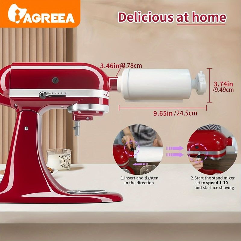 IAGREEA Shaved Ice Machine, Kitchenaid Ice Cream Maker With 8 Ice Molds For Kitchen Auxiliary Mixers_voghion.com