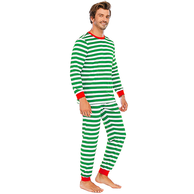 Men's clothing Pajamas men's striped long-sleeved pajamas men's pajamas cross-border pajamas men's autumn Christmas men's pajamas_voghion.com