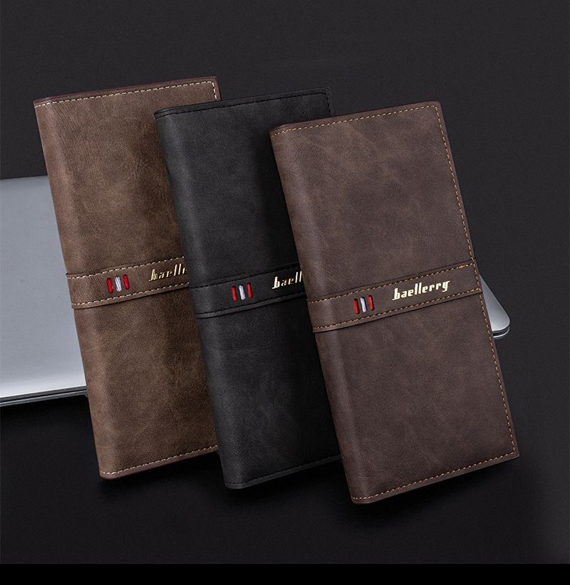 BAELLERRY Neue lange Herrenbrieftasche, europäisches und amerikanisches Retro-Design, Business-Brieftasche für mehrere Karten, Brieftasche aus weichem Leder mit Reißverschluss._voghion.com