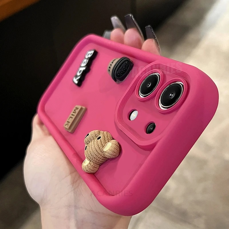 Note13 Cute Cartoon 3D Bear Silicone Case On For Xiaomi Redmi Note 13 Pro 4g 5g 12 11 10 9 13pro Plus 12pro Shockproof_voghion.com