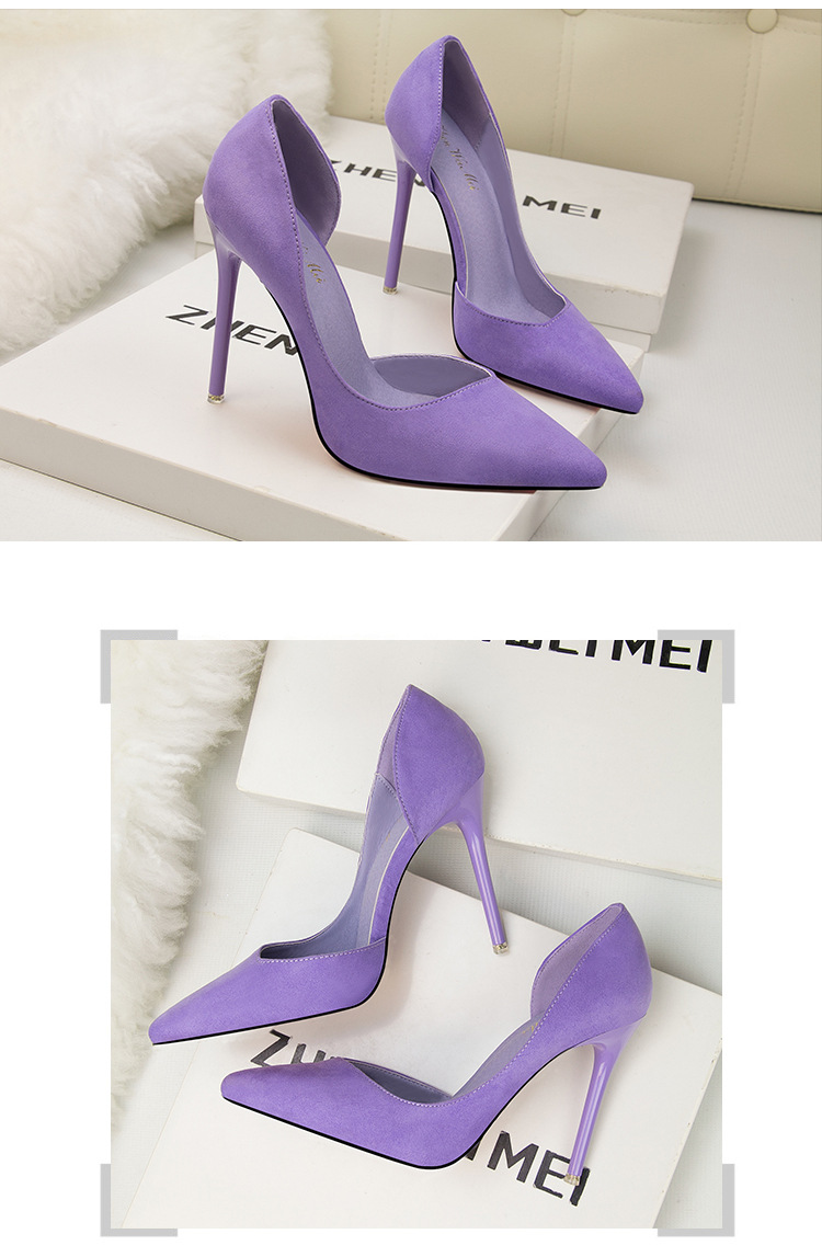 8915-3 Korean version fashionable and minimalist slim high heeled suede for slimming effect, shallow mouthed pointed_voghion.com