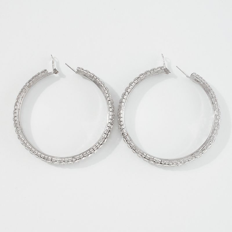 Orecchini a cerchio geometrici semplici con diamanti pieni all'ingrosso Nihaojewelry_voghion.com