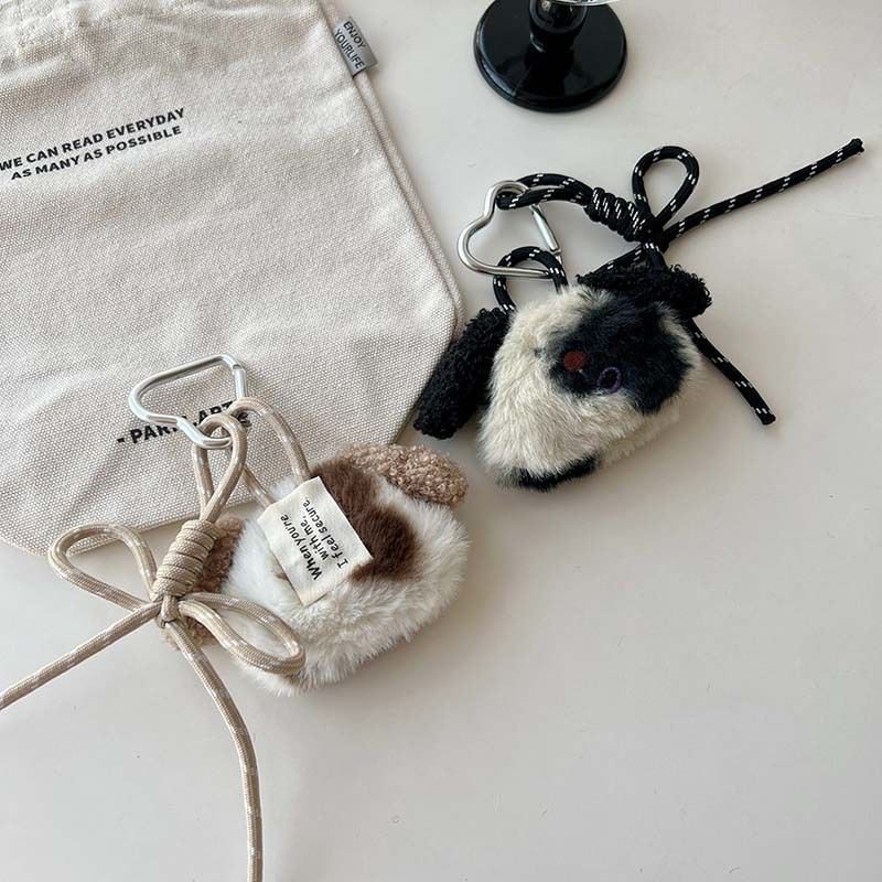 Bag Charms Colorful Plush Spotted Dog Rope Bow Pendant Cute Lanyard Keychain Versatile Bag Pendant_voghion.com