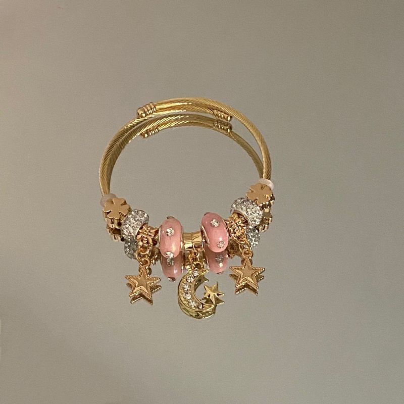 Nuovo braccialetto alla moda per donna con stella e luna di Pan, squisito braccialetto alla moda in stile nicchia versatile fai da te con perline per donna_voghion.com