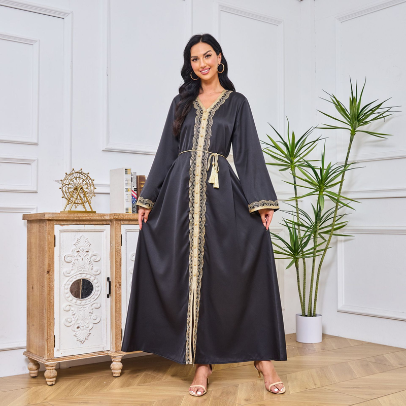 Mt019 Sommer Arabischen Abaya Moslemische Kleidung Neue Bestickte Spitze Mode Kleid_voghion.com