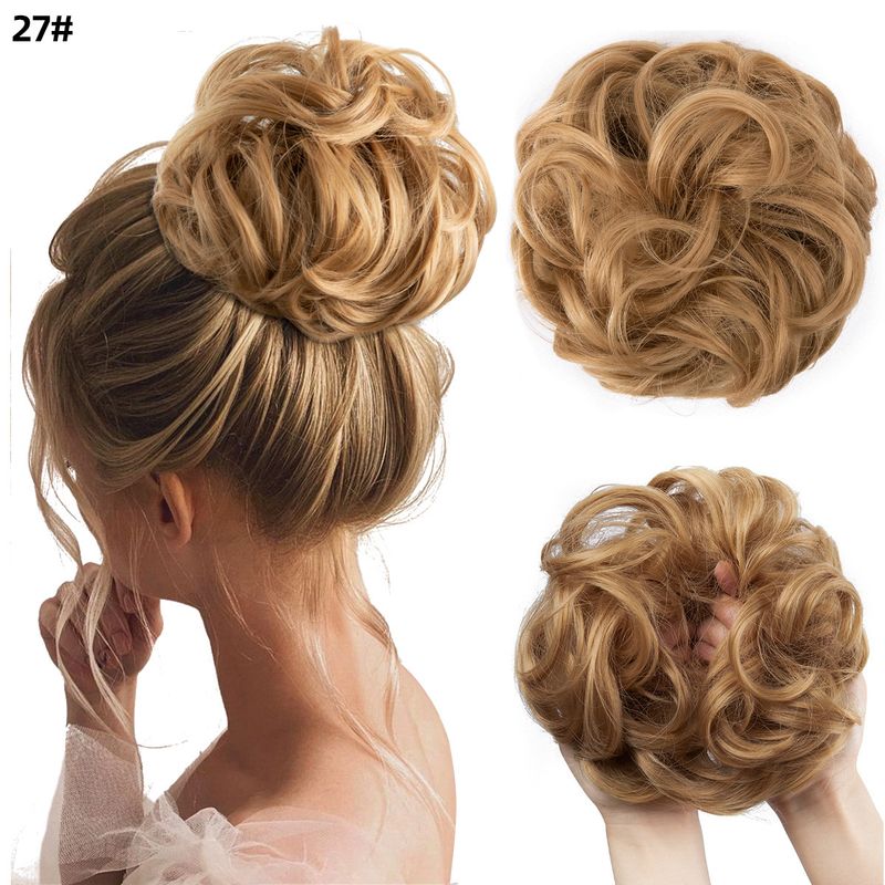 wig female flower bud ball head chemical fiber invisible fluffy natural long beard wig hair ring_voghion.com