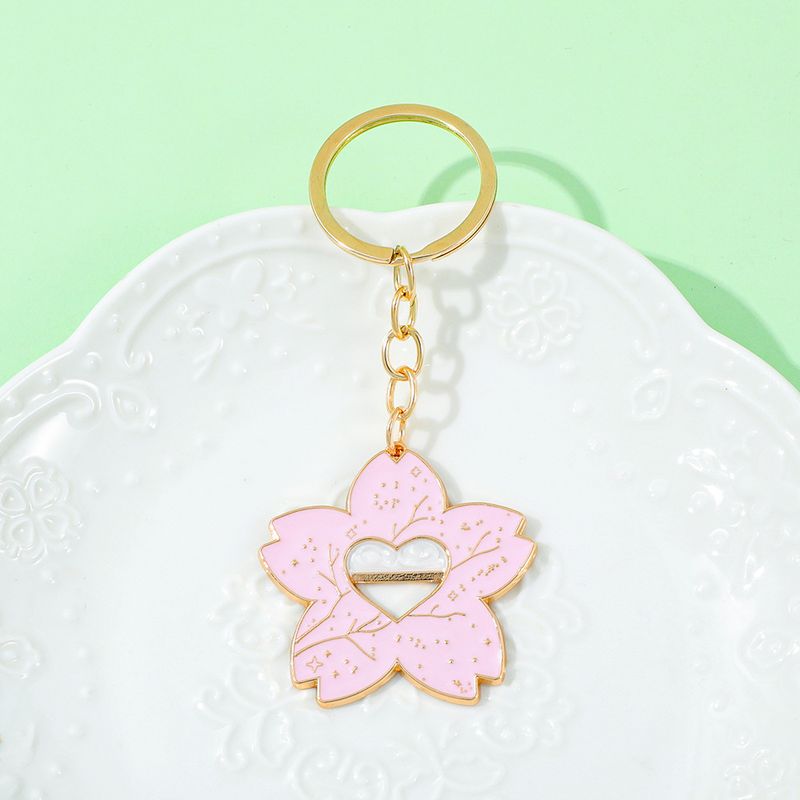 Popolare piccolo portachiavi con fiore di ciliegio fresco rosa, amore, ragazza carina, ciondolo in lega di zinco, vendita calda_voghion.com