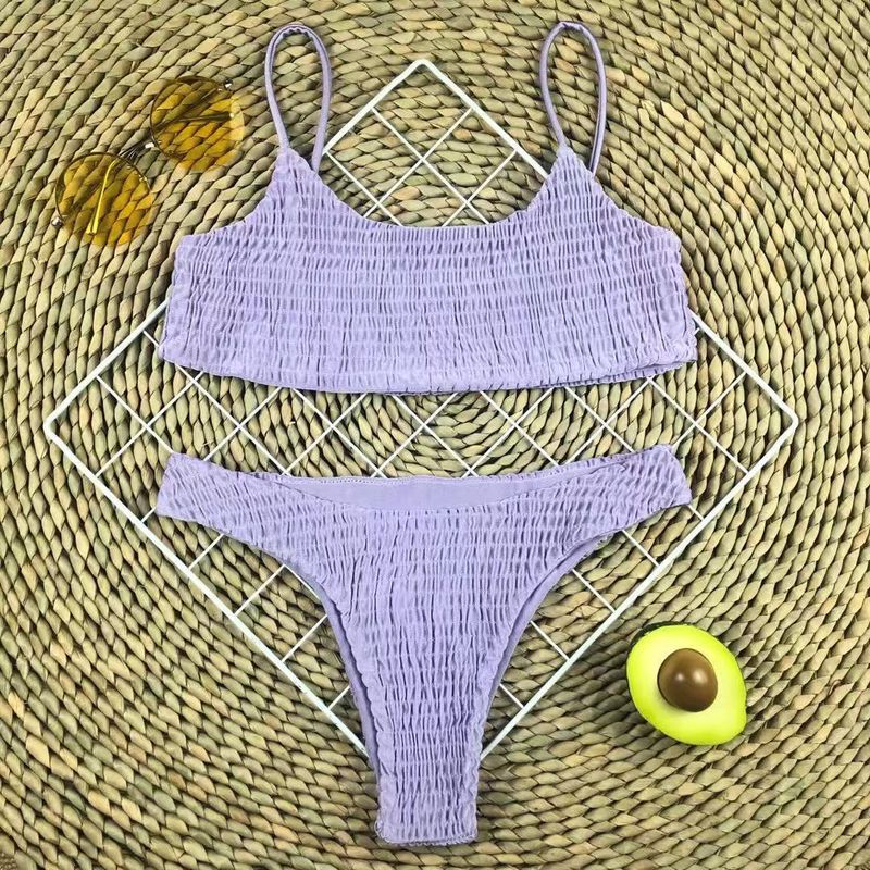 Costume da bagno caldo da donna, bikini sexy a triangolo plissettato _voghion.com