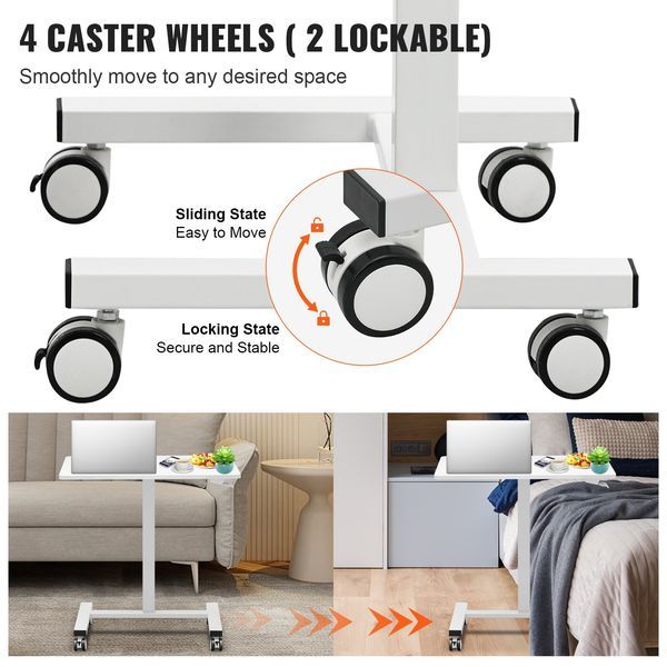 Mobile Standing Desk, 28'-44' Gas-Spring Height Adjustable Sit-Stand Desk, 4 360° Swivel Wheels (2 Lockable) Portable Rolling Laptop Table Computer_voghion.com