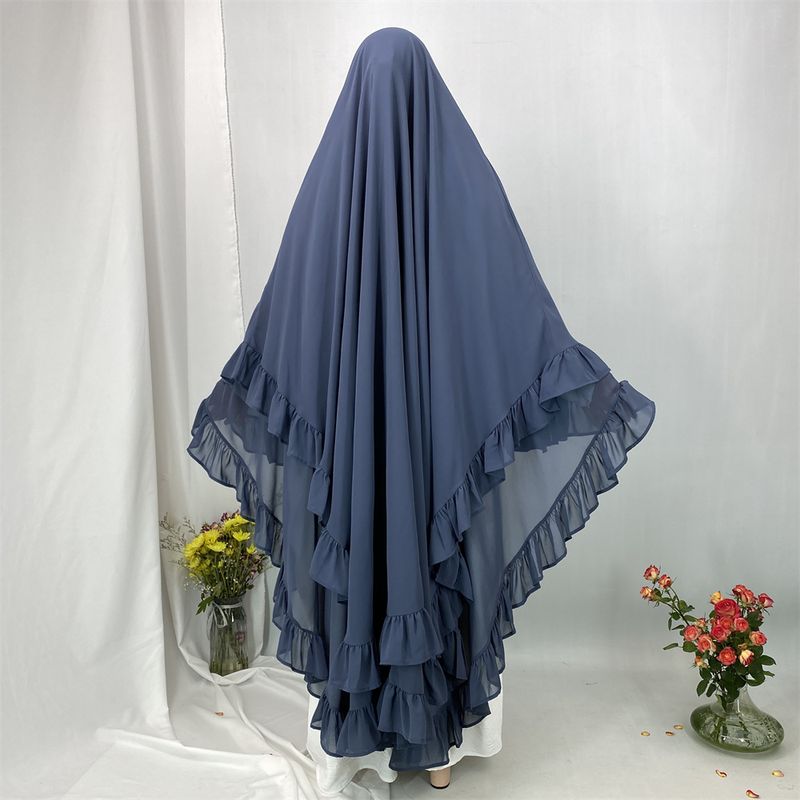Ramadã longo chiffon babados khimar abaya muçulmano niqab lenço grande islam roupas de oração eid djellaba turbante de camada dupla hijabs_voghion.com