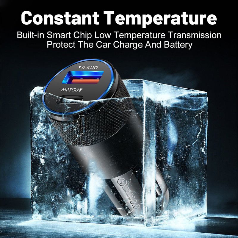 Music Festival  38W QC3.0+PD dual line fast charging mobile phone Type-C charger car cigarette lighter_voghion.com