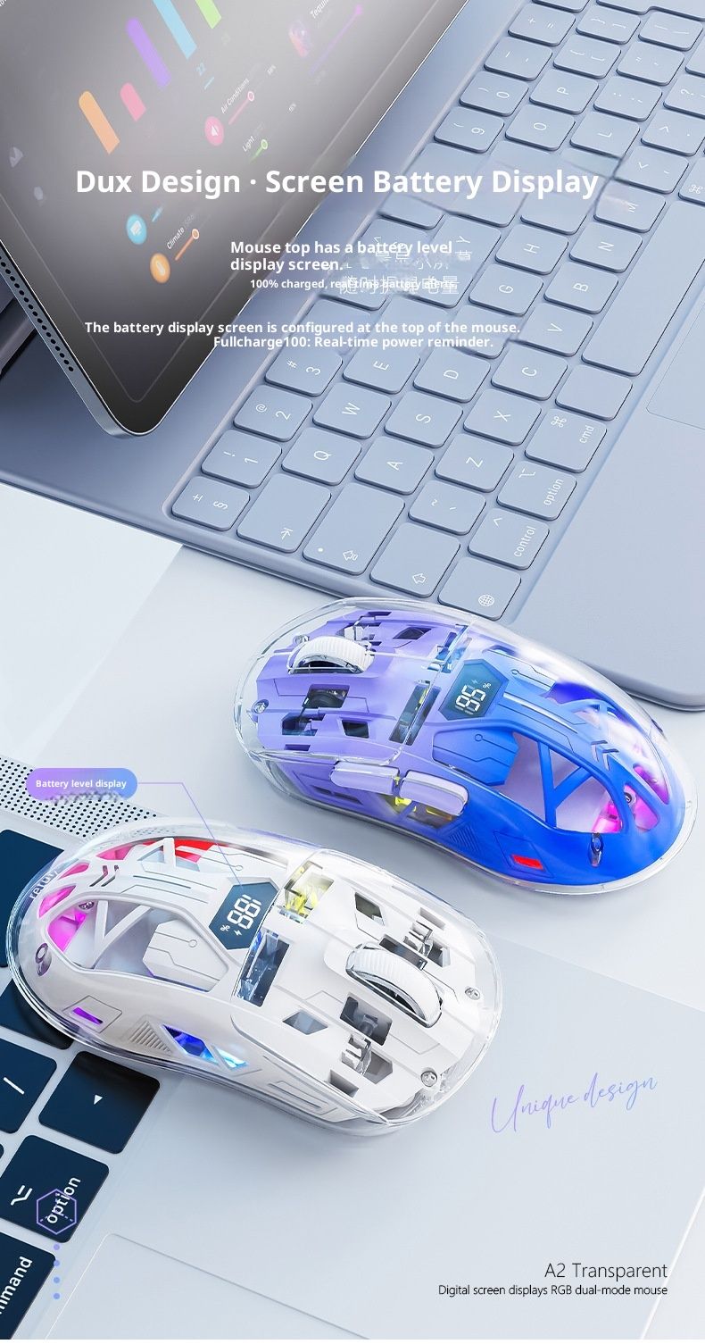 Digitex Digitex Liberty Wolf A2 Dual Mode RGB Luminous 2.4G Wireless Bluetooth Transparent Gaming E-Sports Computer Office Mouse_voghion.com