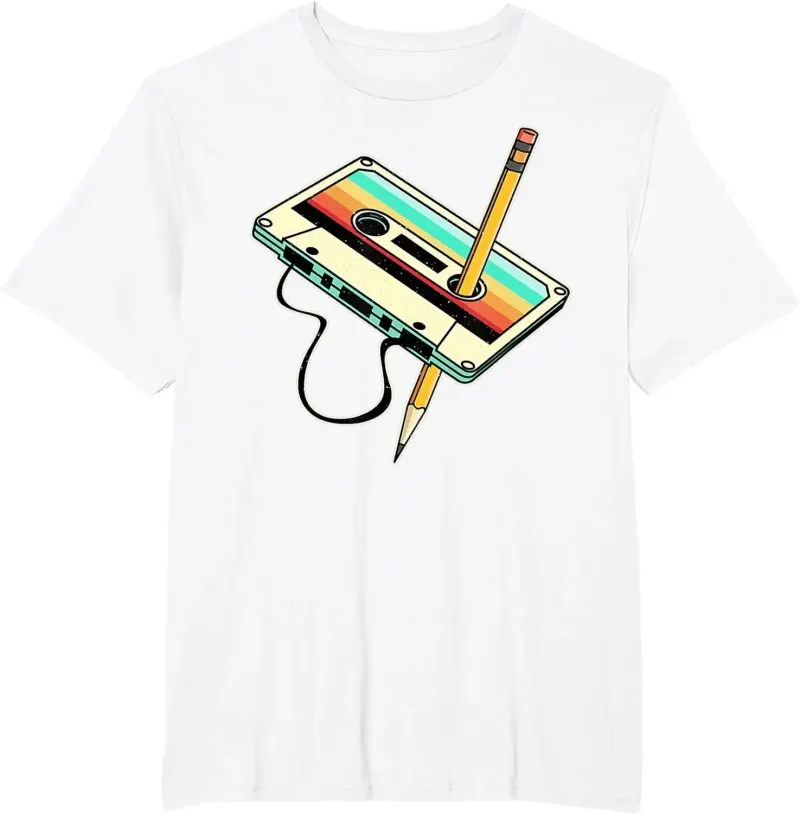 80S Cassette Tape Pencil 1980S Retro Throwback Music T-Shirt Men Women Clothing Vintage T Shirt Camisetas_voghion.com